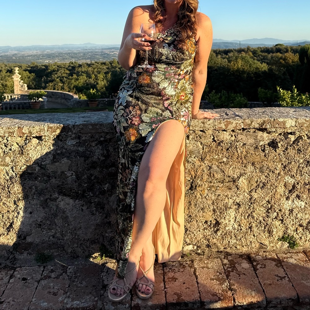 Mac Duggal 49574 Embellished Floral One Shoulder Gown Dress